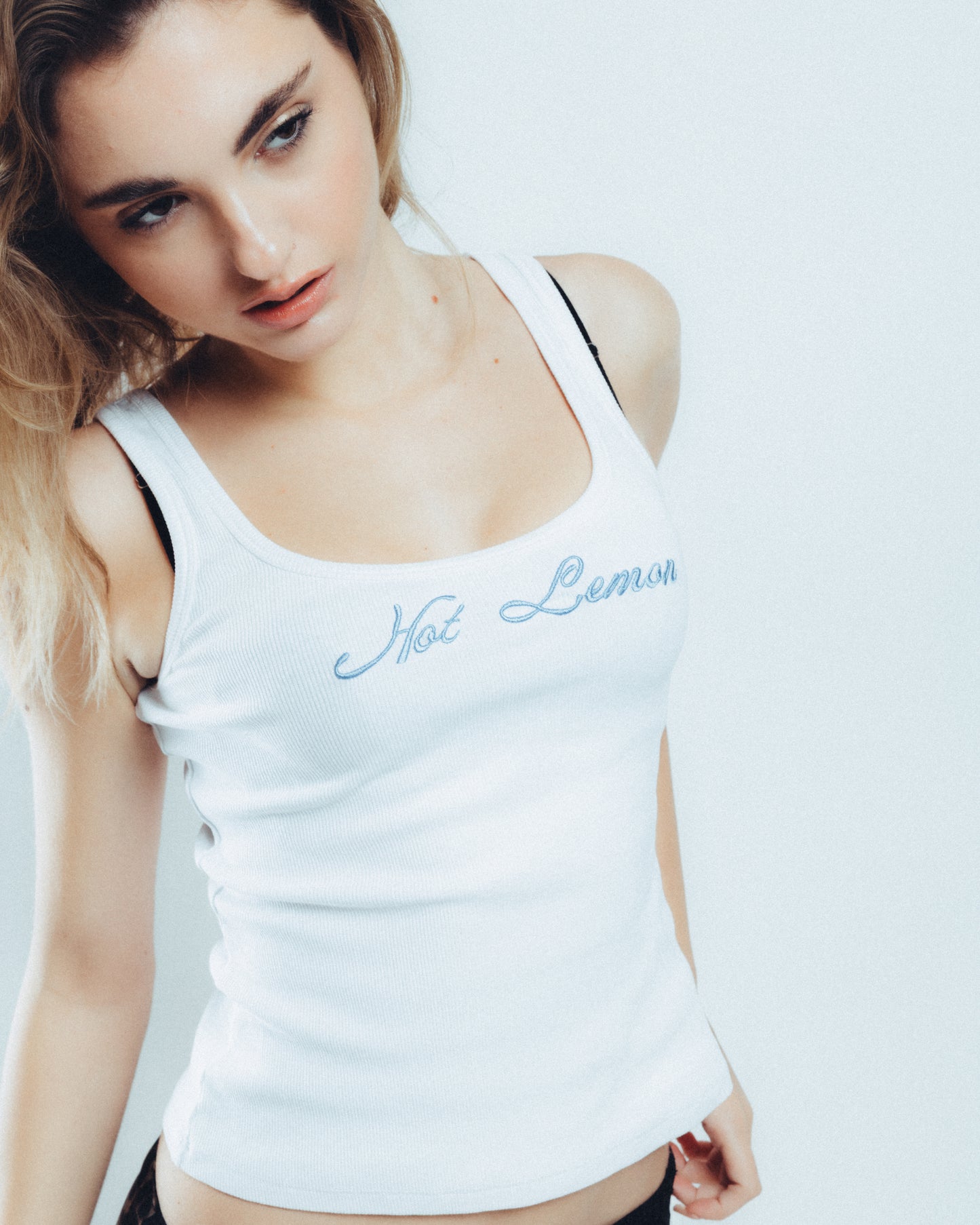 Embroidered Ribbed Tank Top